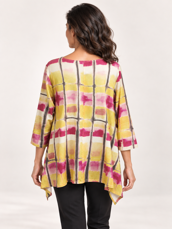 Back view, Kozan Juliette Top in Bali, tie dye grid