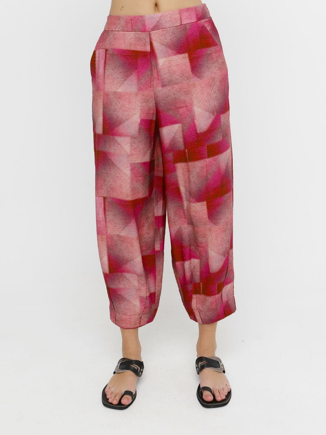 Ozai N Ku Silema Trouser in Geo Pink, front view on model