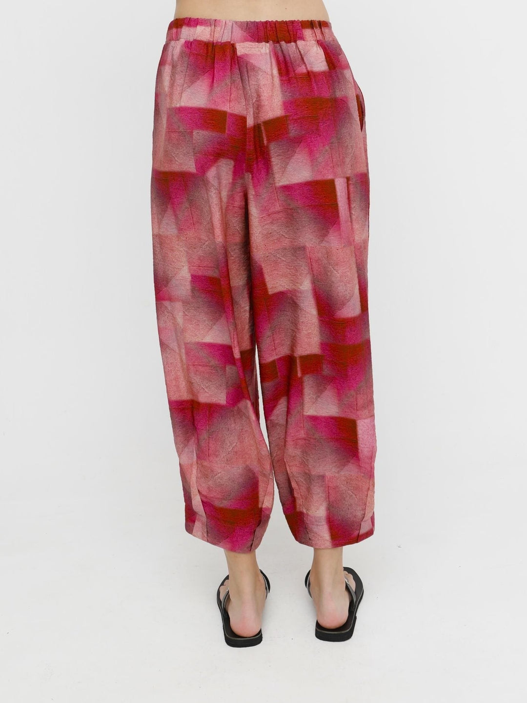 Ozai N Ku Silema Trouser in Geo Pink, back view on model