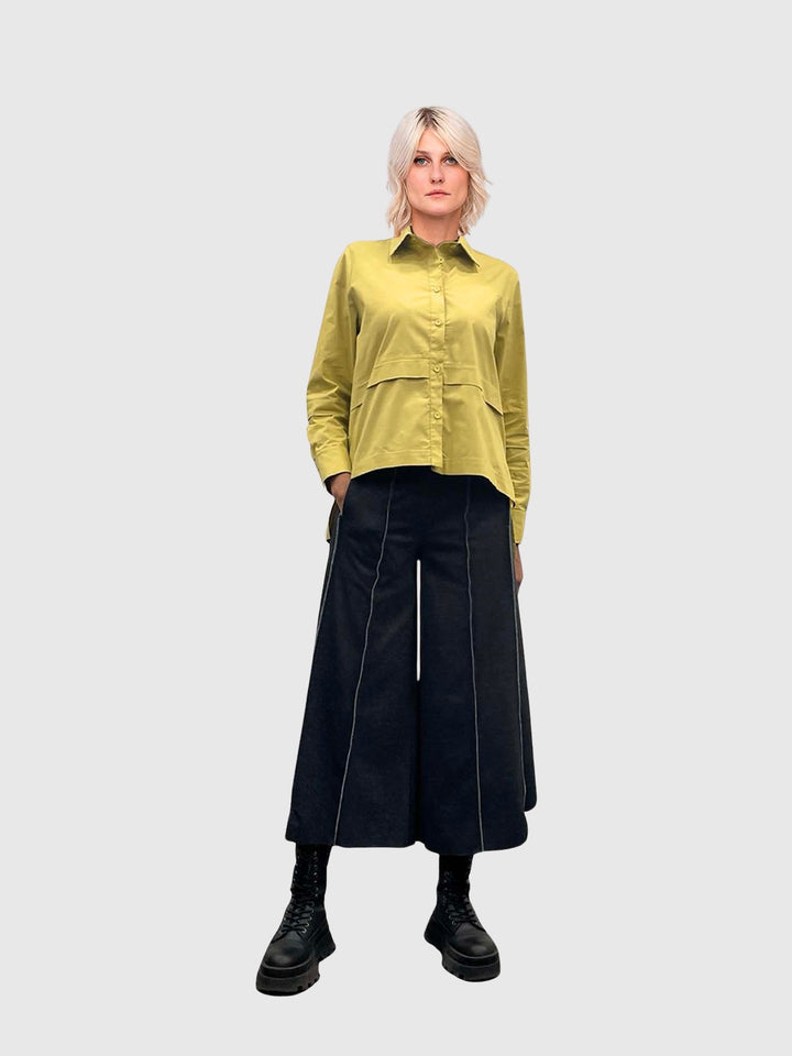 Ozai N Ku Solaris Shirt in Lemon, front view on model