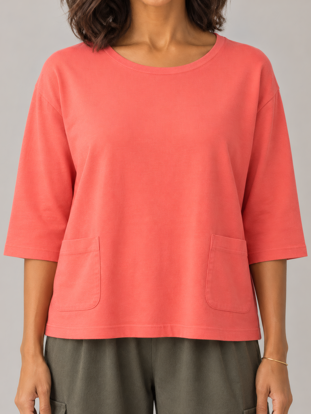 Pacific Cotton Boxy Shirt in Galah, close up of the fabric and details