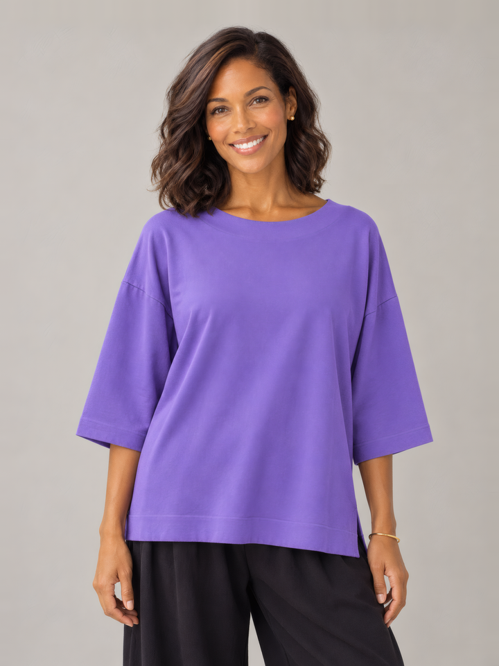 Pacific Cotton Resort Shirt in Verbena, front view on model