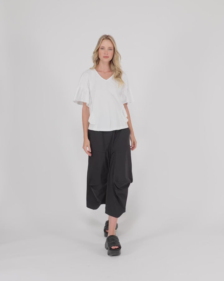 Alembika Pants - Urban Cotton Harem Pockets Pants, Black