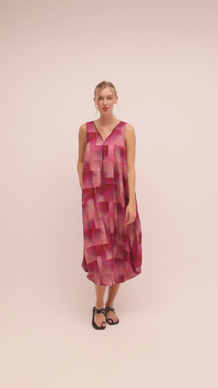 Ozai N Ku - V Neck Swing Sleeveless  Dress FINAL SALE ITEM
