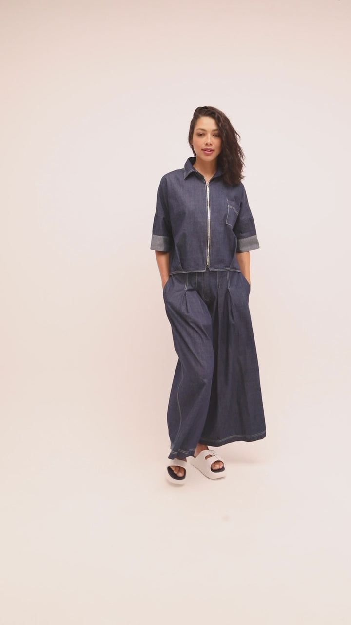 Ozai N Ku Nema Wide Trouser, Denim FINAL SALE ITEM