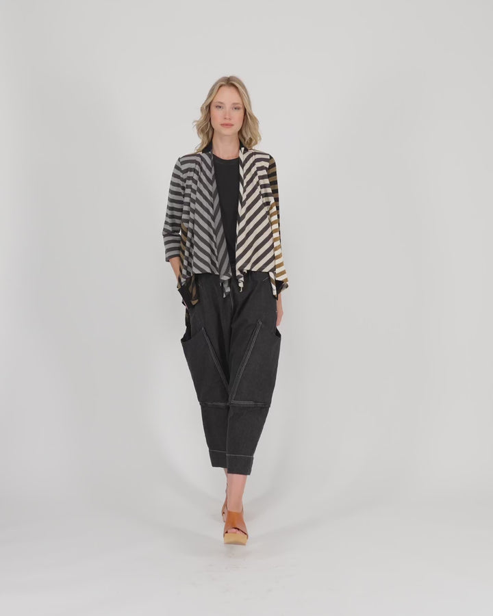 Alembika Clothing - Urban Crosscourt Draped Cardigan, Stripes