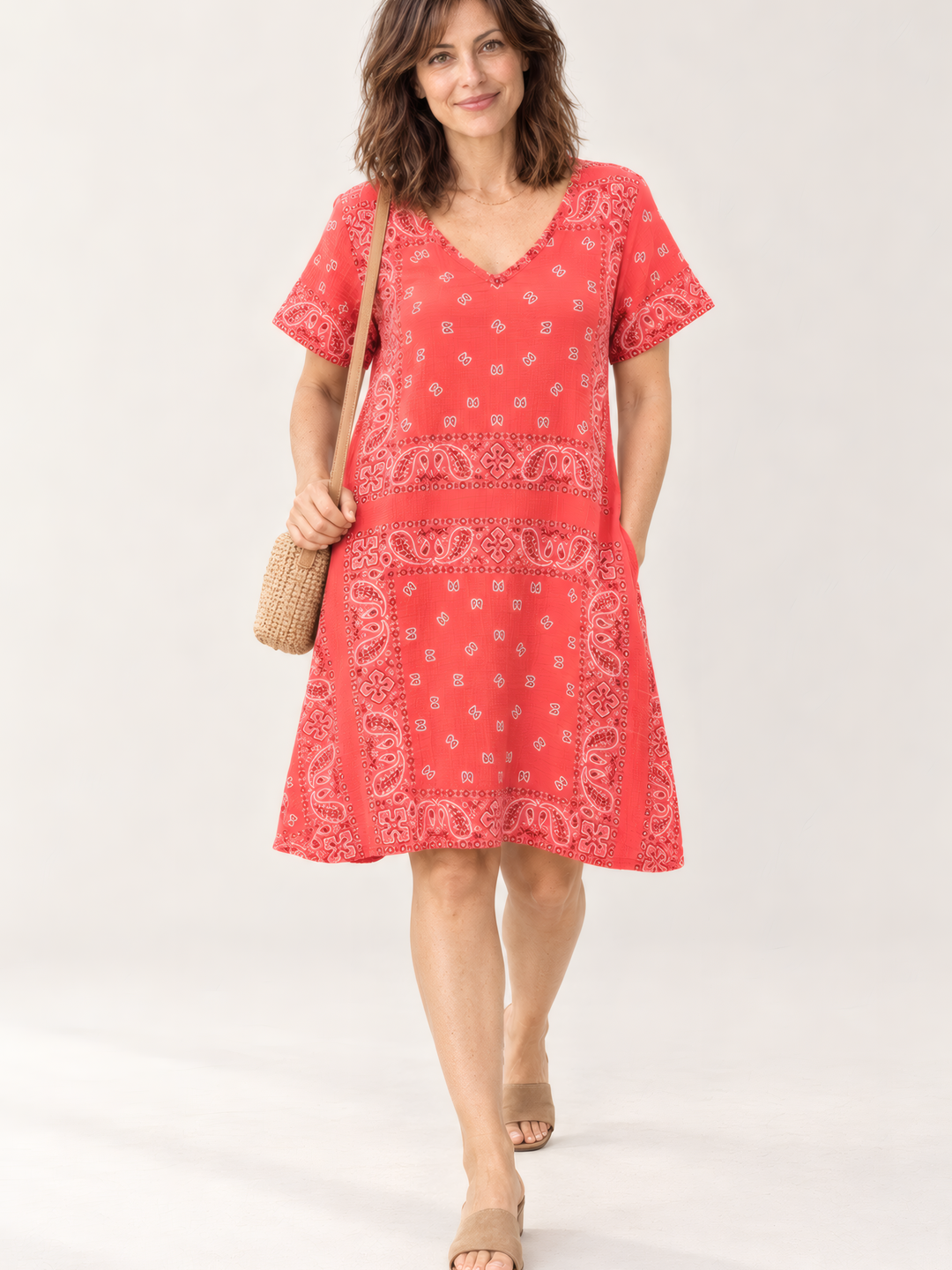 Shannon Passero Bandana Dress in Red, front view on model