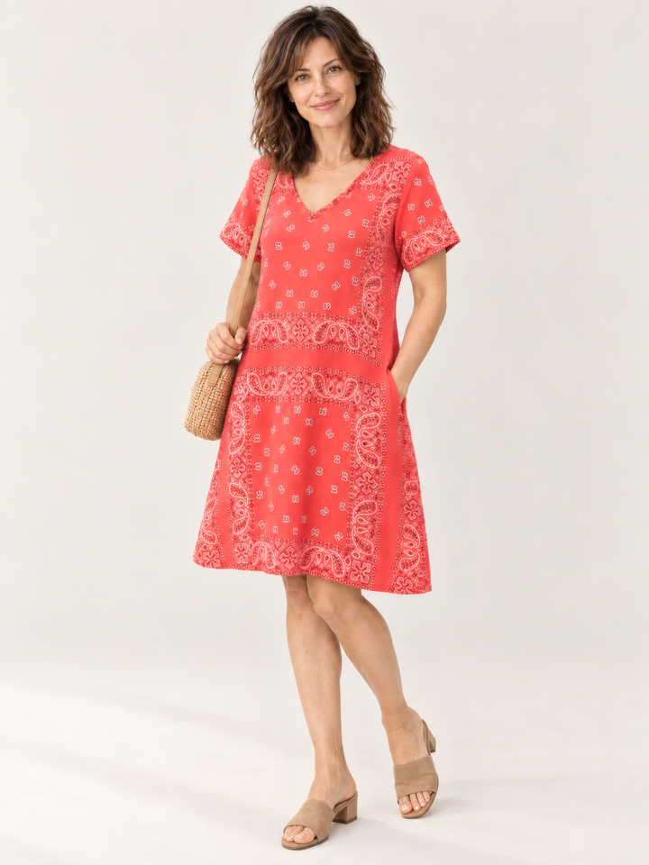 Shannon Passero Bandana Dress in Red, on model, second angle