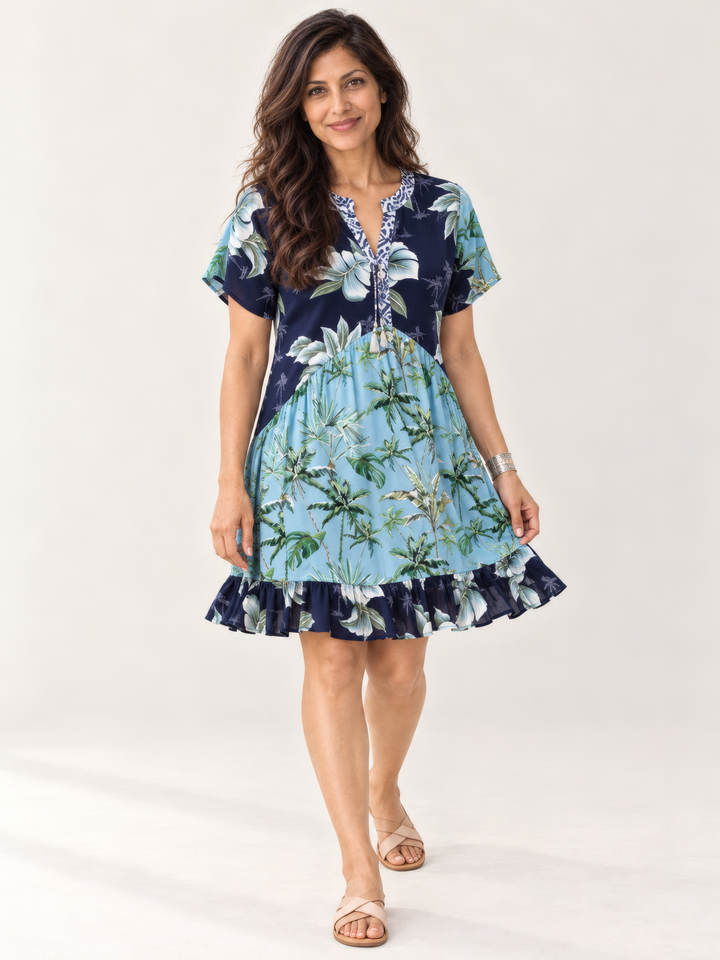 Shannon Passero Coastal Dress in Coastal Print Mix, front view on model