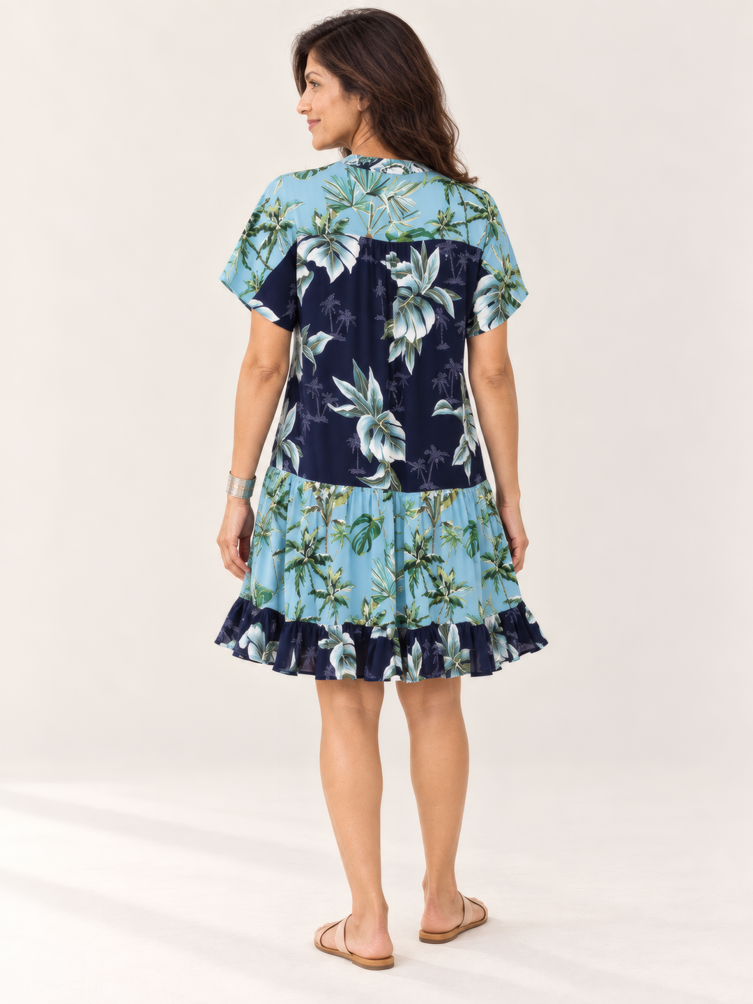 Shannon Passero Coastal Dress in Coastal Print Mix, back view on model