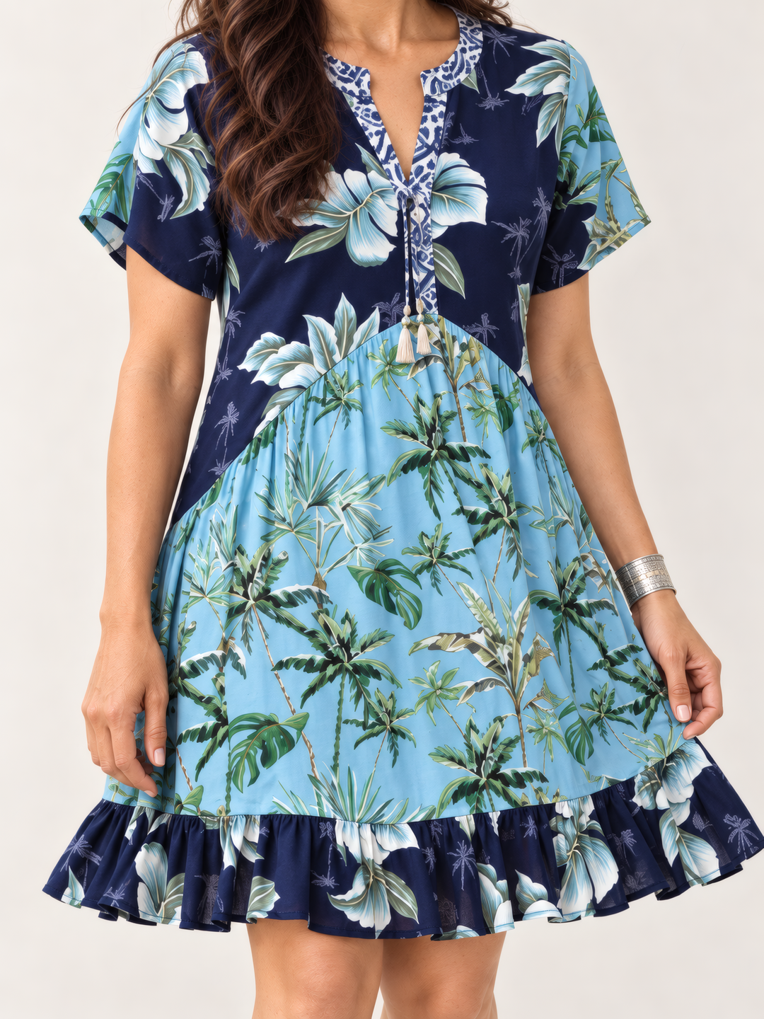 Shannon Passero Coastal Dress in Coastal Print Mix, close up of the fabric and details