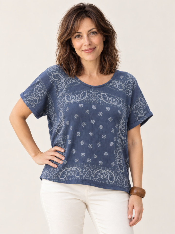 Shannon Passero Ella Top in Navy, front view on model