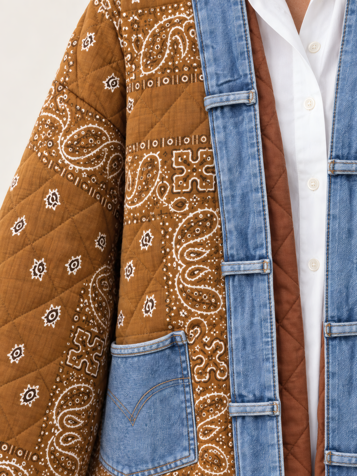 Shannon Passero Kai Kimono in Camel, close up of the fabric and details