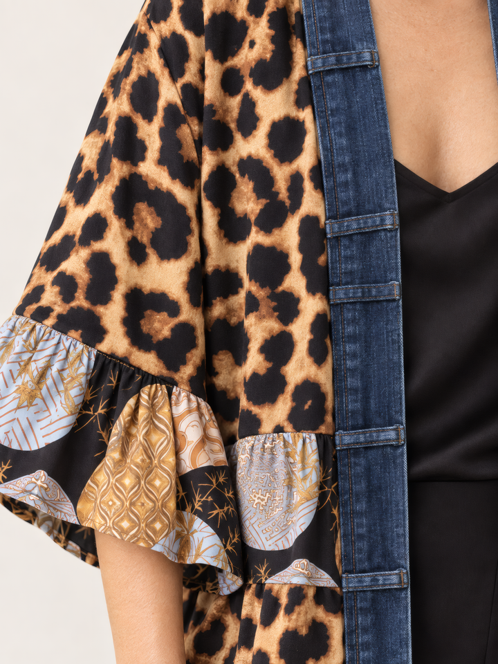 Shannon Passero The Tiffany Cardigan in Vintage Animal Mix, close up of the fabric and details