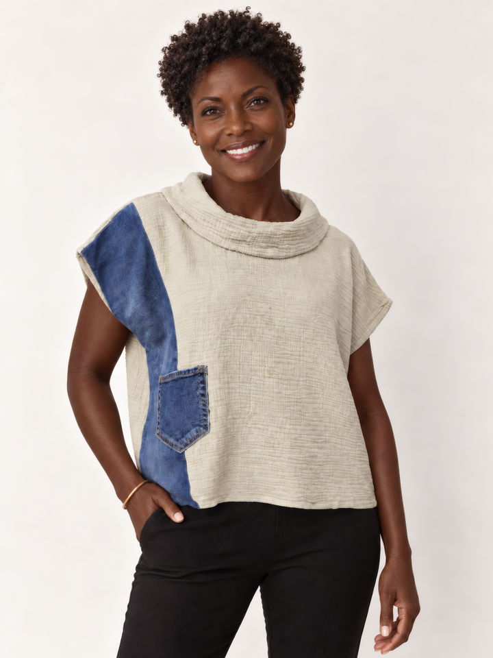 Shannon Passero Valetta Top in Sand, front view on model