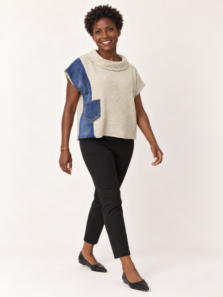Shannon Passero Valetta Top in Sand, on model, second angle