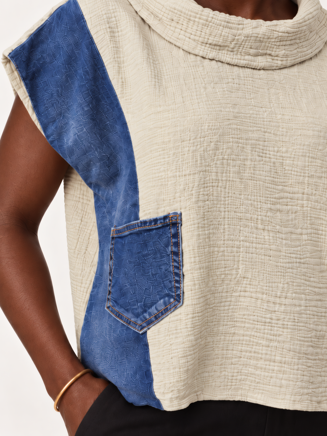 Shannon Passero Valetta Top in Sand, close up of the fabric and details