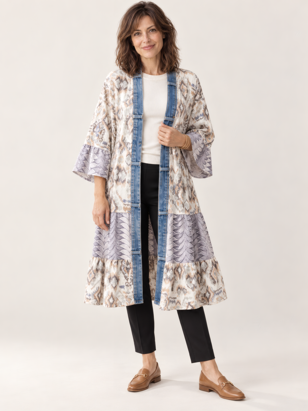 Shannon Passero Ying Cardigan in Petal Print Mix, front view on model