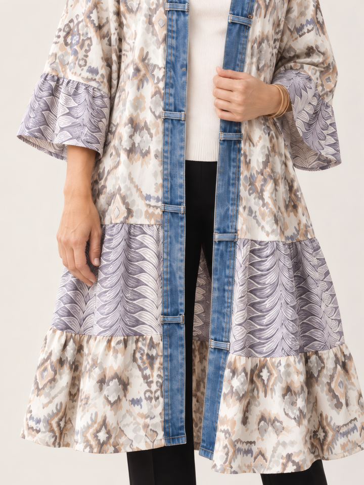 Shannon Passero Ying Cardigan in Petal Print Mix, close up of the fabric and details