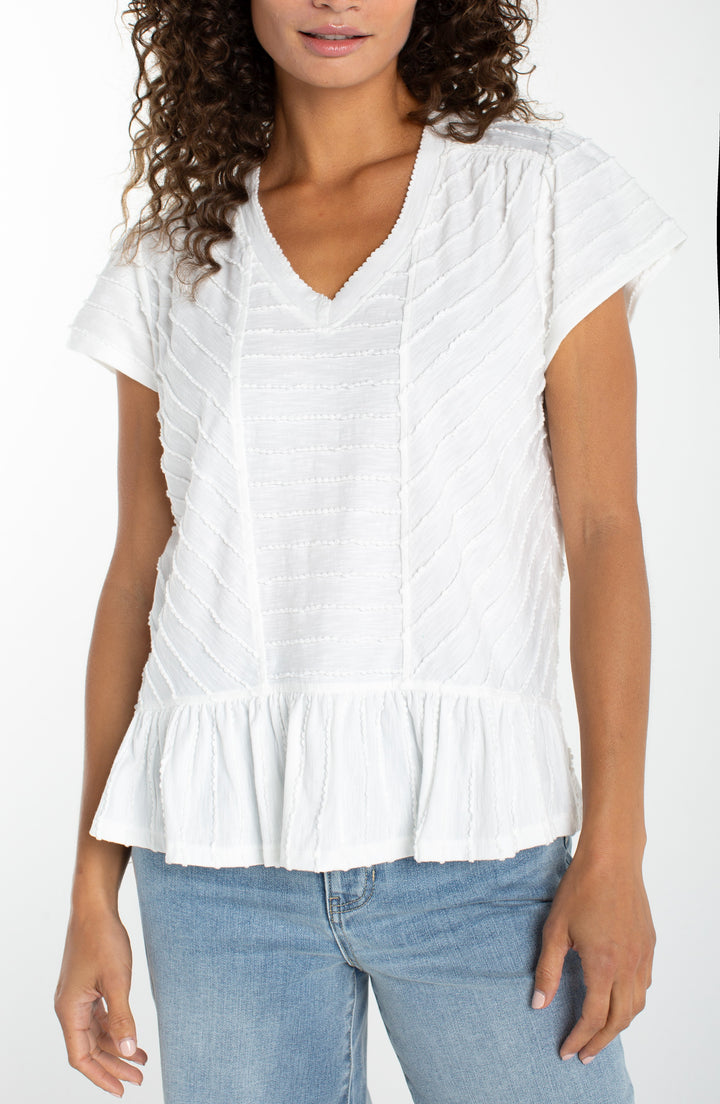 Liverpool Jeans - Short Sleeve V-neck Knit Top