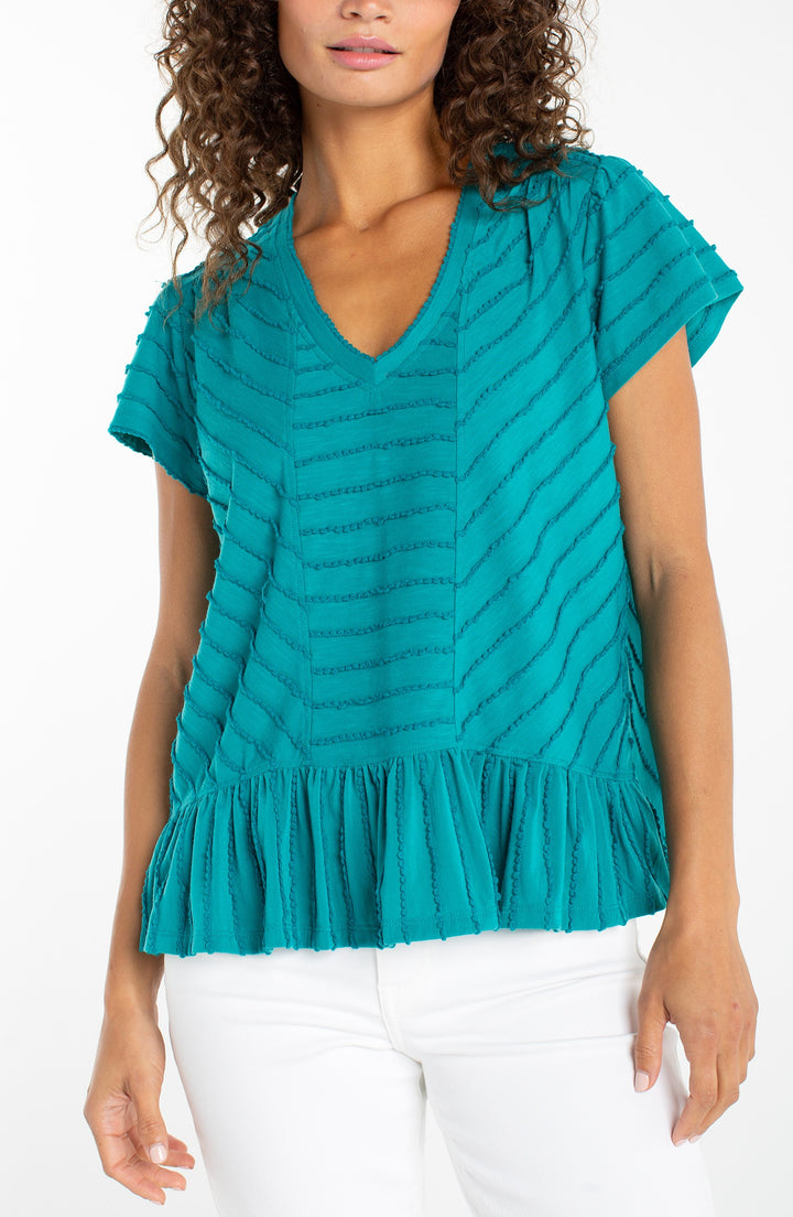 Liverpool Jeans - Short Sleeve V-neck Knit Top