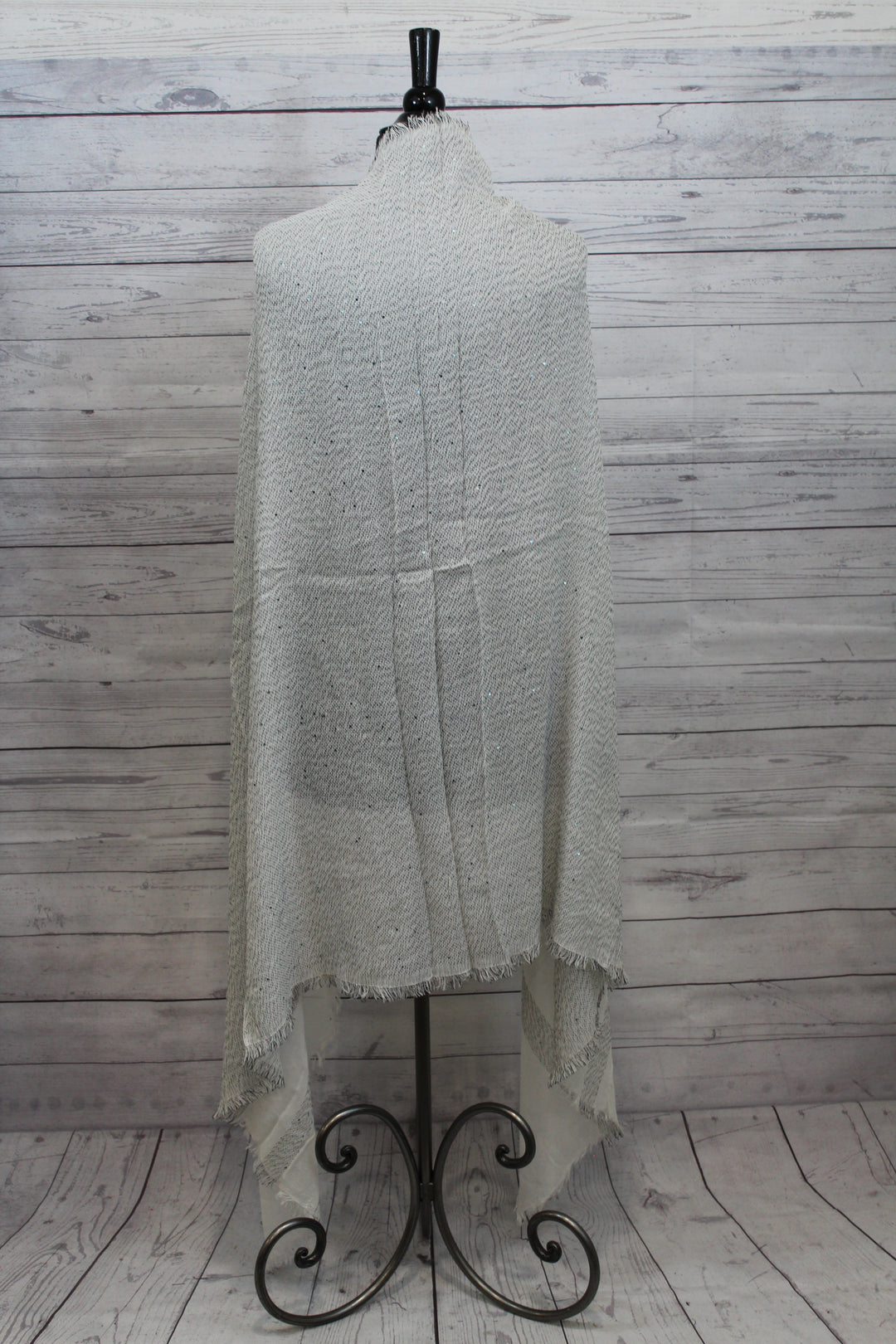 Grey/White Border Bead Detail Pashmina - Shopboutiquekarma